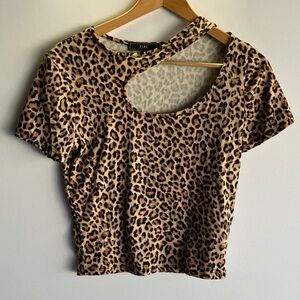 Vibe Animal Print Cut-Out Crop Top